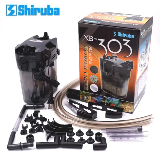 【Shiruba 銀箭】台灣多功能魚缸過濾器XB-303迷你圓桶360L小魚缸超適用(含濾材.掛架.全配件)