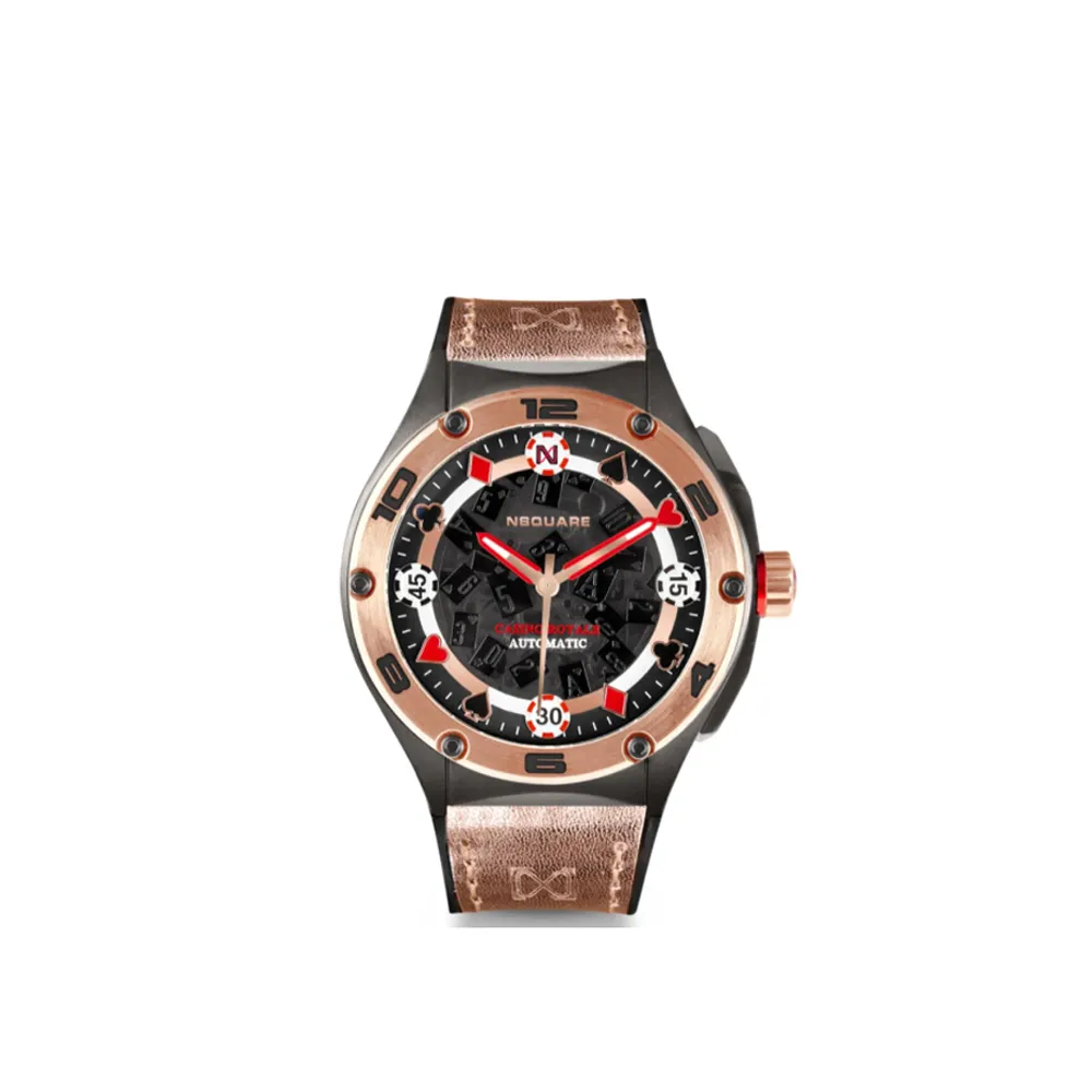 【NSQUARE】CASINO系列 限量皇家賭場橡膠腕錶-玫金款 G0544-N40.2