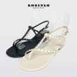 【Robinlo】率性甜美鉚釘露趾夾腳涼鞋PRUCE(米白/黑色)