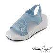 【BalletAngel】輕盈漫步燙鑽飛織楔型涼鞋(藍)