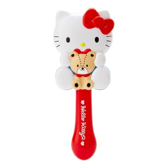 【小禮堂】Hello Kitty 全身造型塑膠氣墊手握梳《紅白》氣墊梳.直梳