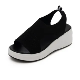 【BalletAngel】輕盈漫步燙鑽飛織楔型涼鞋(黑)