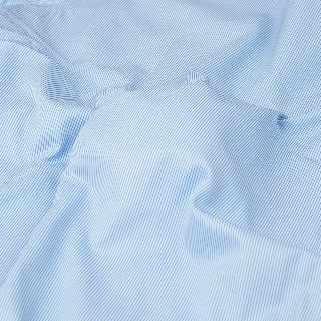 【ROBERTA 諾貝達】台灣製 俐落氣質 清新條紋長袖襯衫(藍色)