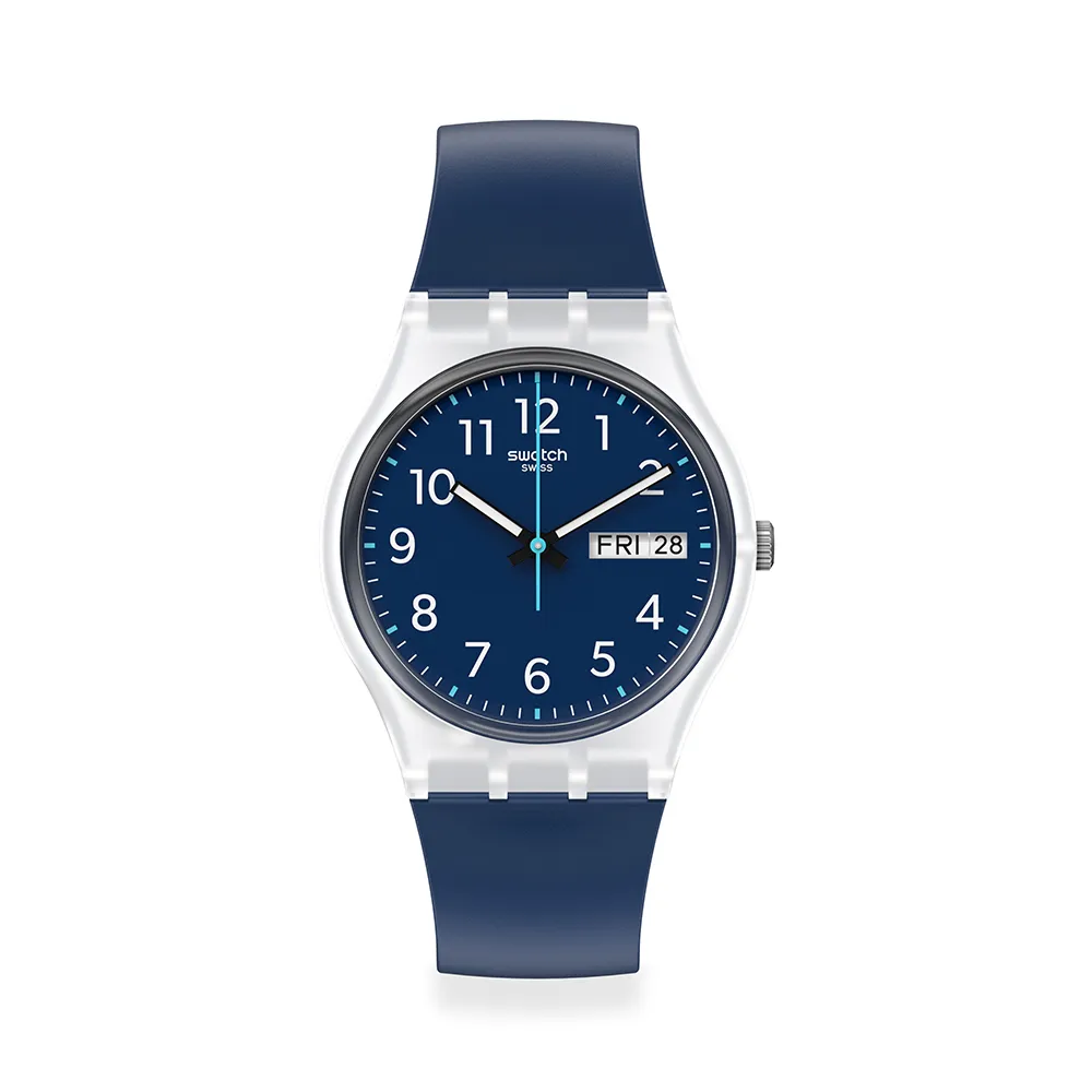 【SWATCH】Gent 原創系列手錶RINSE REPEAT NAVY 海洋藍 瑞士錶 錶(34mm)