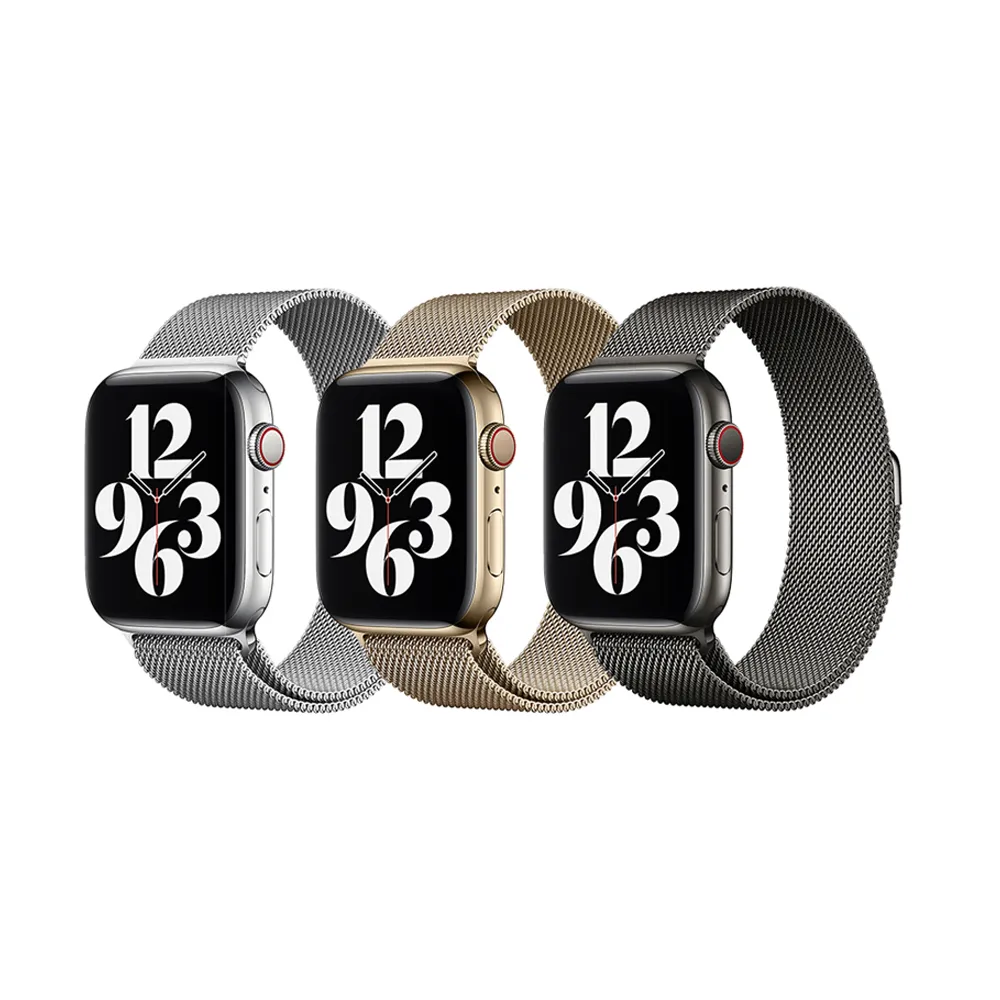 【WiWU】Apple Watch S7/S6/SE/5/4/3 米蘭不銹鋼系列錶帶 38/40/41MM通用(土豪金/銀色/黑色)