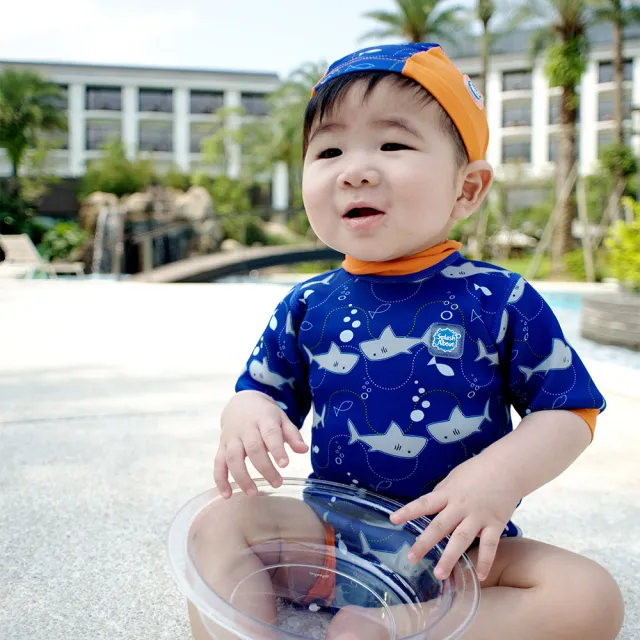 【Splash About 潑寶】嬰兒 尿布褲 連身 防曬 抗UV-亮橘鯊魚(嬰兒泳褲)