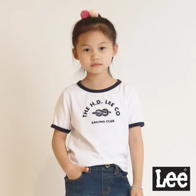 【Lee 官方旗艦】童裝 短袖T恤 / 復古繩索 雲朵白 標準版型(LL200199K14)