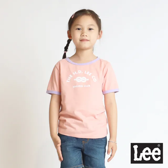 【Lee 官方旗艦】童裝 短袖T恤 / 復古繩索 兔兔粉 標準版型(LL2001993XW)