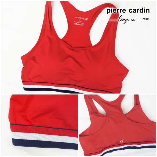【pierre cardin 皮爾卡登女性內衣】法式時尚挖背無鋼圈運動內衣(單件-RED紅/WHT白/BLE藍)