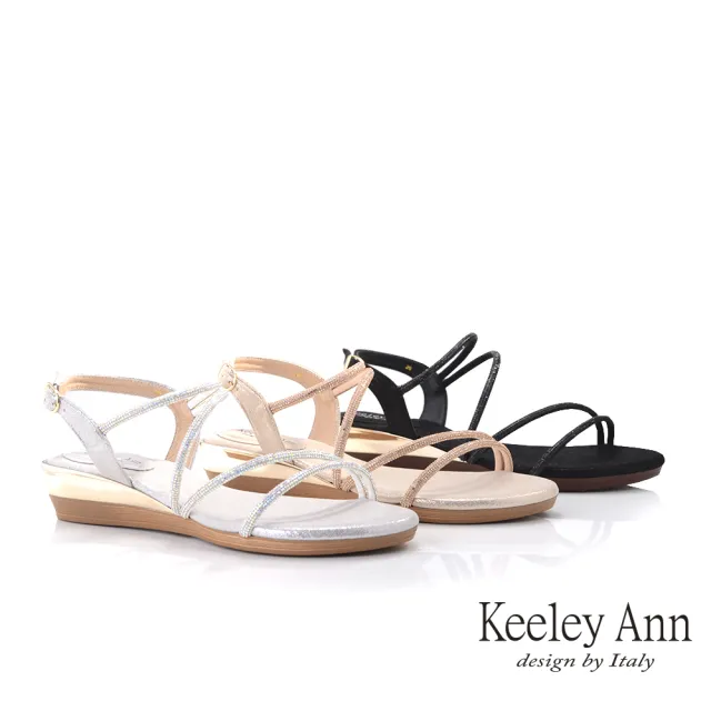 【Keeley Ann】耀眼奪目 MIT浪漫女神水鑽楔型涼鞋(黑色132008610)