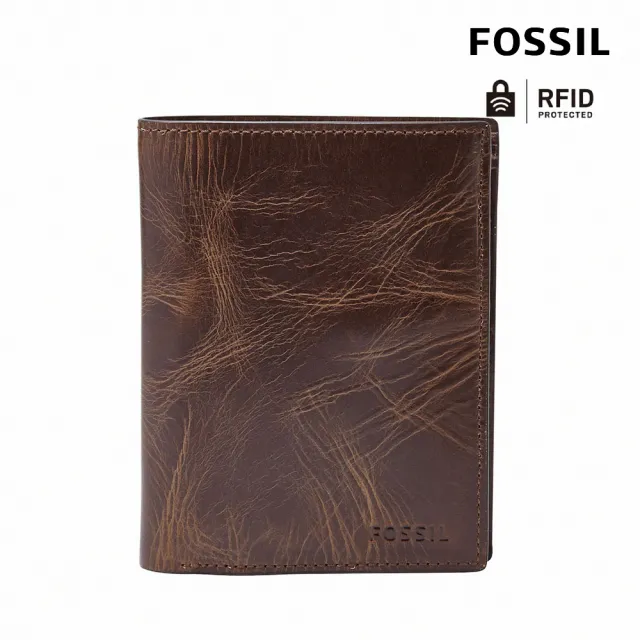 【FOSSIL】Derrick 真皮RFID防盜多功能皮夾-深棕色 ML3686201 出國必備
