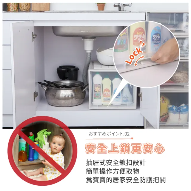 【FL 生活+】基本款-抽屜安全卡扣耐重可疊加收納箱(32公升)