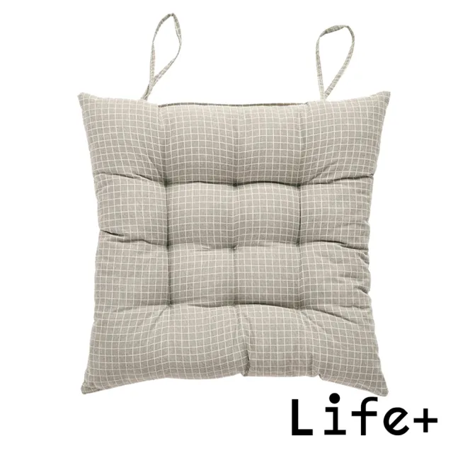 【Life+】日系無印風 棉麻格紋透氣坐墊 椅墊 靠墊(4色任選)