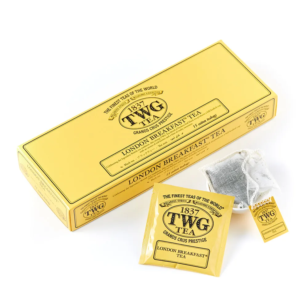 【TWG Tea】手工純棉茶包 倫敦早餐茶 15包/盒(London Breakfast Tea;黑茶)