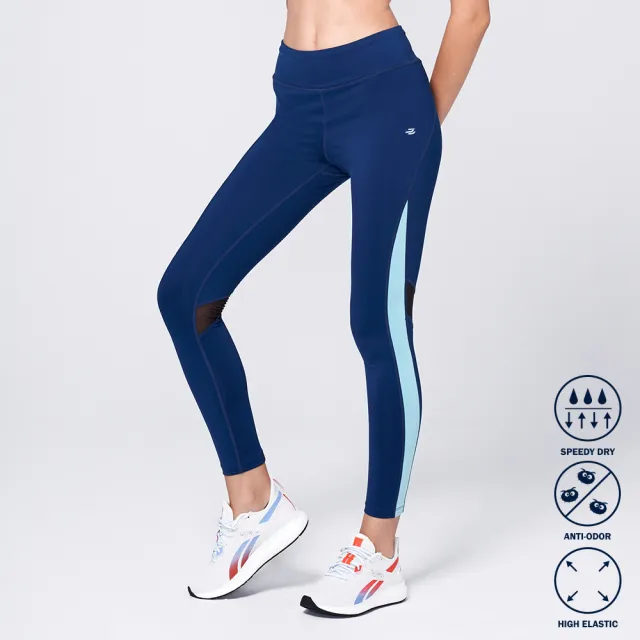 【BATIS 巴帝斯】高彈力抗菌撞色機能運動緊身褲 Legging - 女 - 兩色(吸濕排汗)