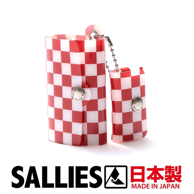 【SALLIES】日本迷你透視輕量化錢包 零錢包 皮夾 收納包(白紅格紋)