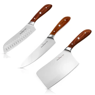【GrandTies】1.4116高碳不鏽鋼西式主廚刀+中式主廚刀菜刀+三德刀(BOSCO系列2+1)
