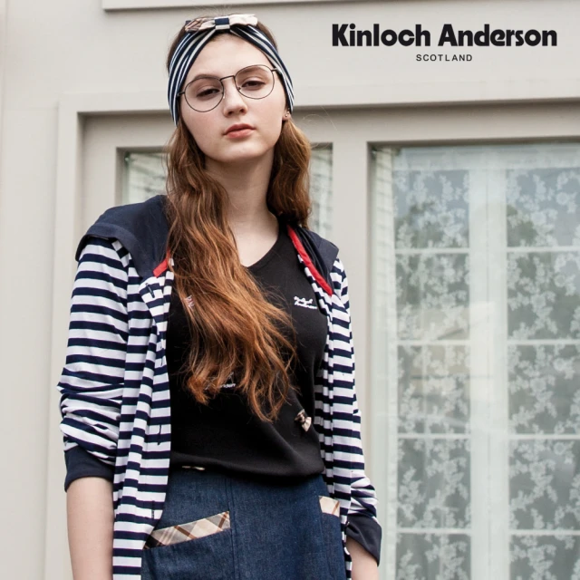 Kinloch Anderson 金安德森女裝 逗趣刺繡V領短袖上衣(針織-混紡-黑/黃)