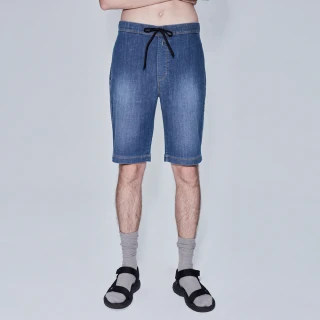 【BRAPPERS】男款 HM-中腰系列-鬆緊帶造型彈性五分褲(藍)