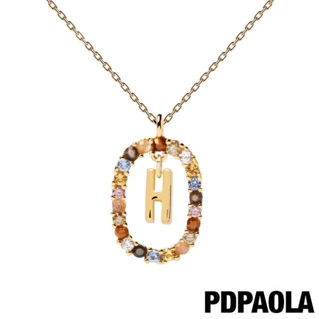 【PDPAOLA】西班牙精品 I AM系列  圓圈字母鍍18K金彩鑽項鍊(H)