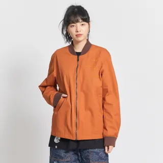 【EDWIN】江戶勝 女裝  大漁系列 刺繡薄拉鍊外套(黃褐色)