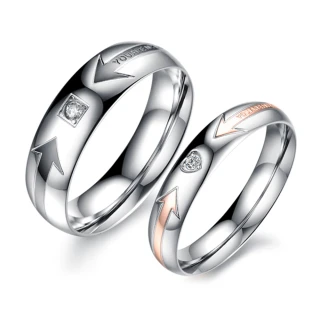 【A MARK】指向愛情鑲嵌水晶鑽造型戒指(男女款/2款任選)