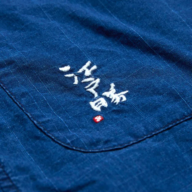 【EDWIN】江戶勝 女裝  大漁系列 河鵜印花罩衫(酵洗藍)