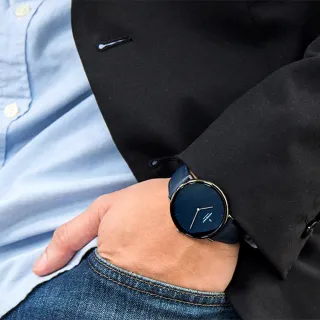 【Nordgreen】ND手錶 Native 本真 40mm 深空灰殼×藍面 北歐藍真皮錶帶(NR40GMLENANA)