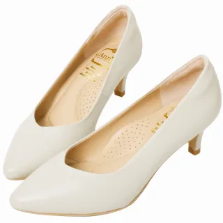 【Ann’S】舒適療癒系低跟版-V型美腿綿羊皮尖頭跟鞋5.5cm-版型偏小(米白)