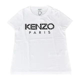 【KENZO】KENZO黑字刺繡貼花LOGO造型純棉女士短T(XS/S/M/白)