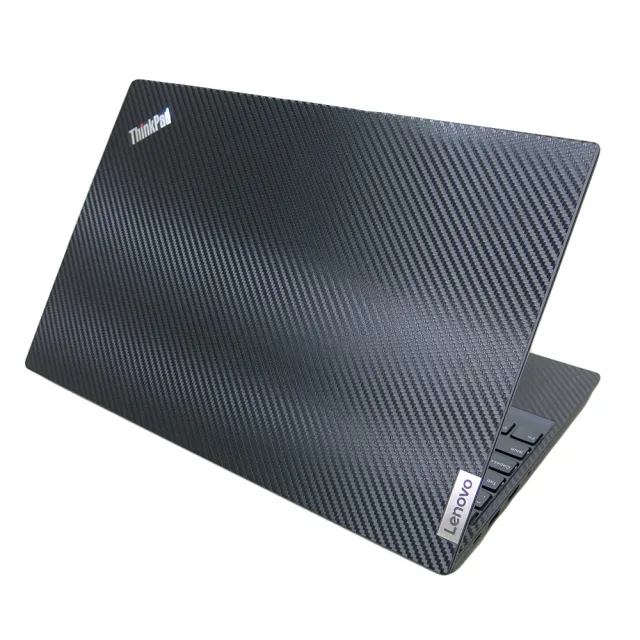 【Ezstick】Lenovo THINKPAD E15 GEN2 黑色卡夢紋機身貼(含上蓋貼、鍵盤週圍貼)