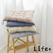 【Life+】日系無印風 棉麻格紋透氣坐墊 椅墊 靠墊(4入組)