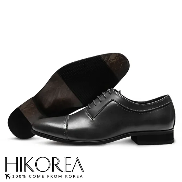 【HIKOREA】韓國空運。簡約素面皮革拼接綁帶尖頭紳士皮鞋 正裝 厚底 男皮鞋(73-347二色/現貨)