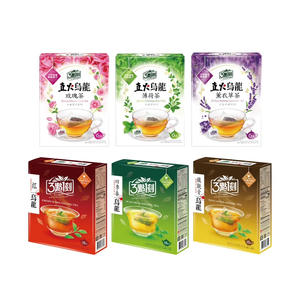 【3點1刻】烏龍茶+花茶任選18入x6盒(四季春/鐵觀音/紅烏龍/薄荷/玫瑰/薰衣草)