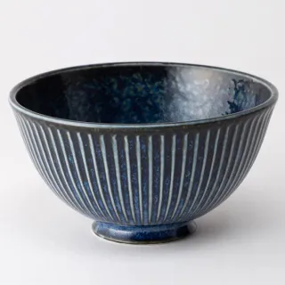 【NITORI 宜得利家居】日本製 超輕量飯碗 窯變紺 中(日本製 ☆超輕量 ☆吳須流☆ 窯變紺)