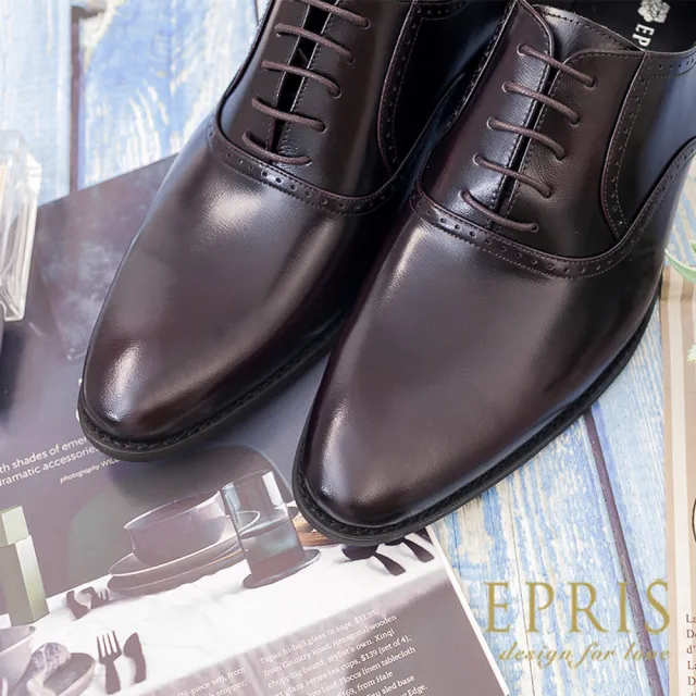 【EPRIS 艾佩絲】現貨 現代典雅男士皮鞋 皮鞋推薦 牛津鞋 微醺歐巴 紳士皮鞋-勃根地紅(西裝皮鞋)