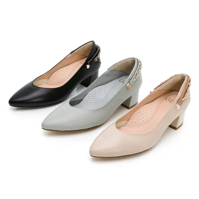 【GDC】古典巴洛克歐風素色小香金鍊質感真皮舒適中跟尖頭包鞋-可可色(111980-08)