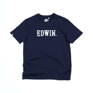 【EDWIN】女裝 PLUS+ 斑駁LOGO短袖T恤(丈青色)