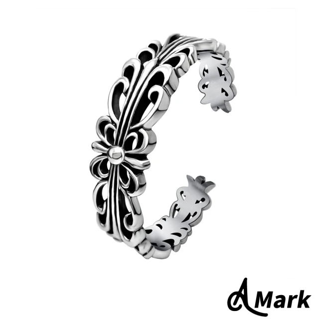 【A MARK】復古縷空十字花紋造型316L鈦鋼手環