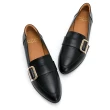 【GDC】真皮經典款銀釦百搭素色簡約平底包鞋-黑色(021960-00)