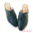 【amai】韓系小姐姐編織壓紋穆勒鞋(綠)