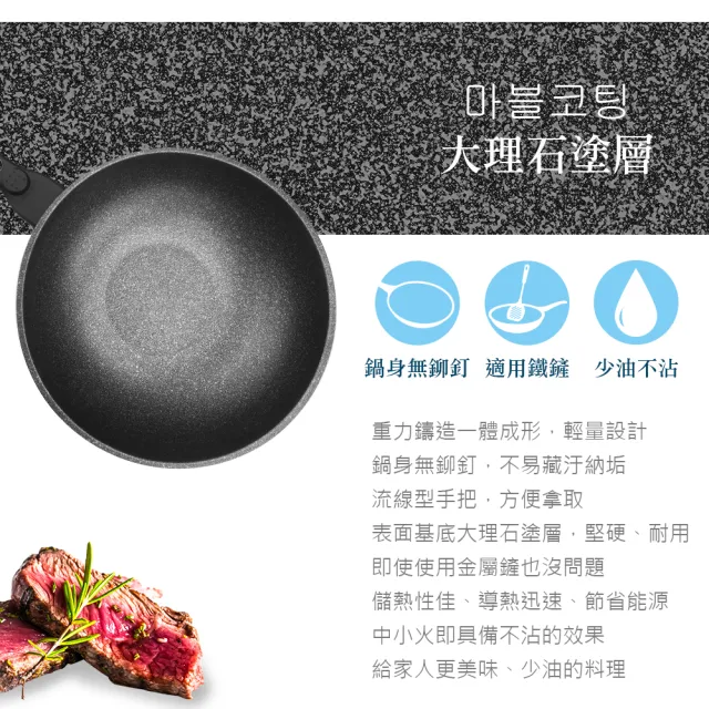 【CLARE 可蕾爾】CLARE韓式不沾炒鍋32CM-附蓋(台灣製造)
