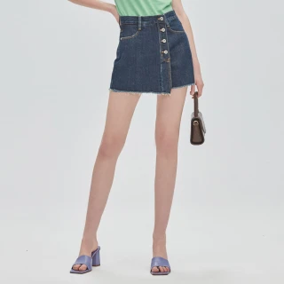 【BRAPPERS】女款 Boy friend系列-高腰全棉褲裙(深藍)