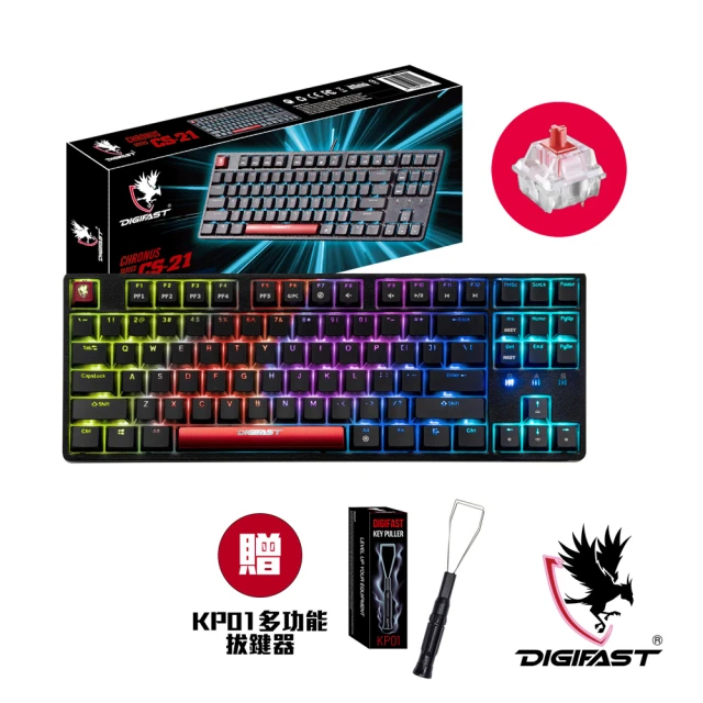 【DIGIFAST 迅華】TKL 80% RGB機械電競鍵盤CS-21 -中文版(紅軸)