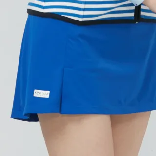 【KING GOLF】彈性修身A LINE素面短裙(藍色)