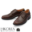【HIKOREA】韓國空運/版型正常。紳士款仿舊刷色皮革拼接綁帶尖頭皮鞋 正裝 厚底 男皮鞋(73-367共2色/現+預)