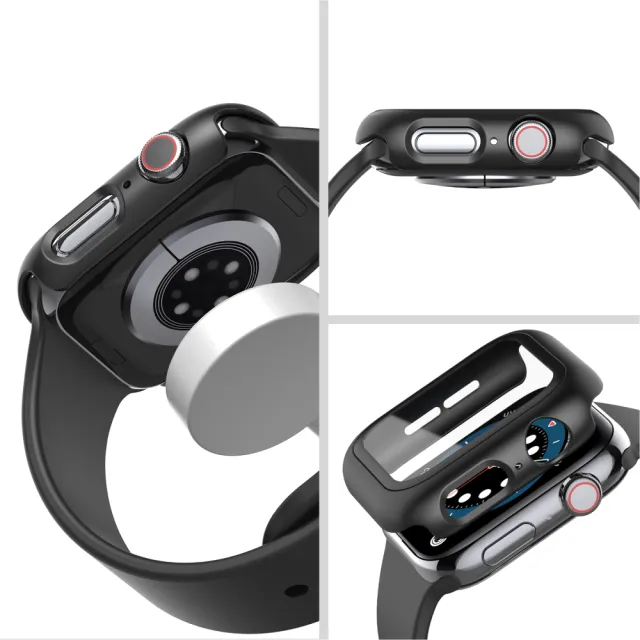 【AHAStyle】Apple Watch 硬殼防刮保護殼 一體式正面鋼化玻璃設計 兩組入