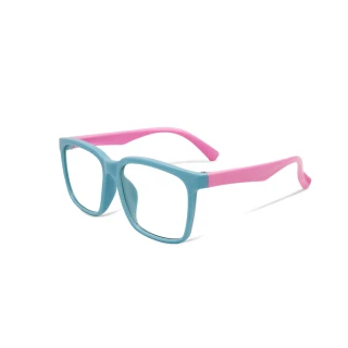 【ALEGANT】莓果色兒童專用輕量矽膠彈性方框UV400濾藍光眼鏡(防藍光必備/戒不掉3C就來保護眼睛)