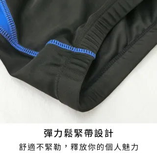 【尚芭蒂】附贈同款泳帽 大尺碼3L-5L/酷勁三分平口男泳褲-藍色/速乾/柔軟/止滑