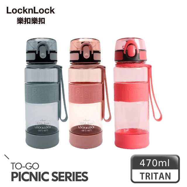【LocknLock 樂扣樂扣】買一送一-Tritan優質矽膠提帶運動水壺/470ml(三色任選/一鍵彈蓋吸管水瓶)